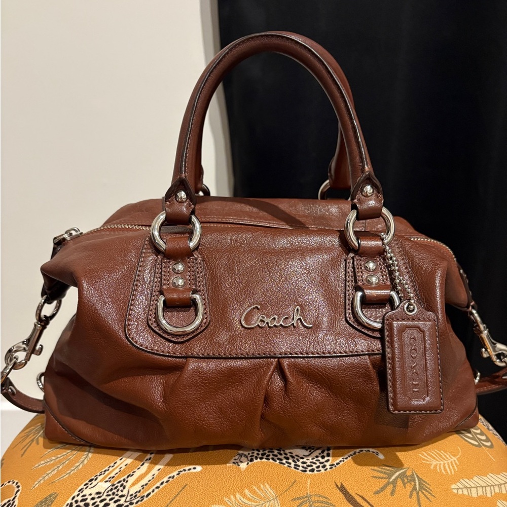 Coach ASHLEY Brown Leather Shoulder Satchel Top Handle Handbag F15445 Y2K
